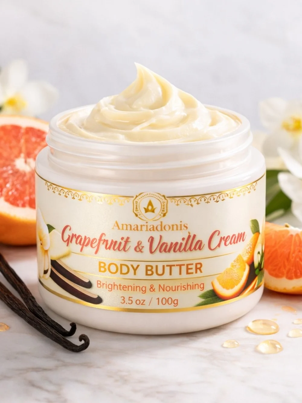 AmariAdonis Grapefruit & Vanilla Cream Body Butter — Cream 6oz
